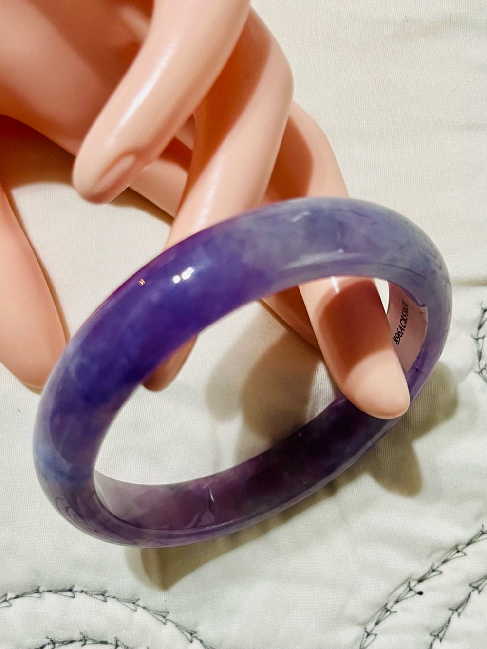 Antique Purple Jade Bangle Bracelet - Elegant Women’s Jewelry 1361 58-59-7.75”